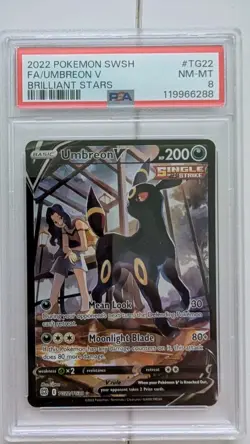 2022 Pokemon SWSH Brilliant Stars Umbreon V Trainer Gallery #TG22/TG30 PSA 8 - Image 1