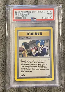2000 Pokemon Gym Heroes 1st Edition Erika's Maids 109/132 PSA 9 Mint - Image 1