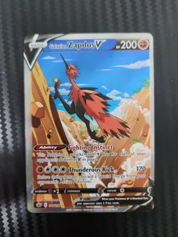 2021 Pokemon GALARIAN ZAPDOS V 174/198 Chilling Reign Ultra Rare Holo | English - Image 1
