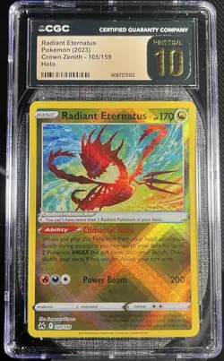 CGC 10 PRISTINE Pokemon Radiant Eternatus 105/159 Crown Zenith Holo - Image 1