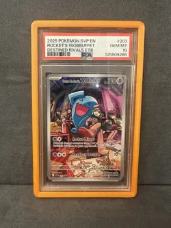 2025 Pokemon Destined Rivals Team Rocket’s Wobbuffet ETB Promo #203 PSA 10 - Image 1