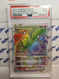 2022 Pokemon Brilliant Stars Charizard VSTAR 174/172 PSA 9 MINT - Image 1