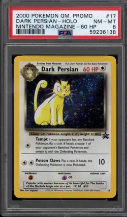 Pokemon WOTC Promo Dark Persian 17 PSA 8 - Image 1