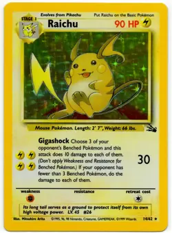 Pokemon - Fossil Holo Rare Raichu 14/62 NM - Image 1