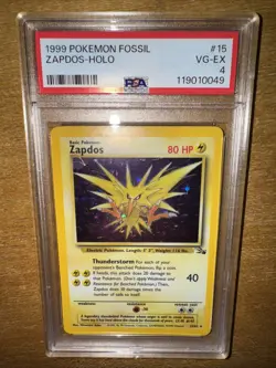 Pokemon Zapdos 15/62 Unlimited Fossil Holo Rare! PSA 4 VG-EX! - Image 1