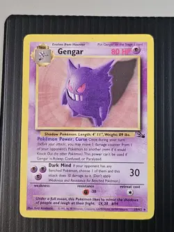 1999 Pokemon TCG Gengar Fossil Card 20/62 Regular Rare Non-Holo - Image 1