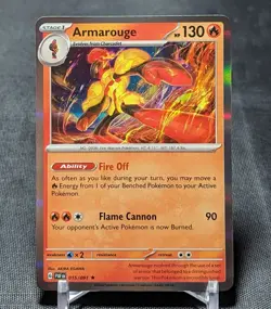 Armarouge Rare Holo Fire 2024 PALDEAN FATES Pokemon TCG Card 015/091 - Image 1