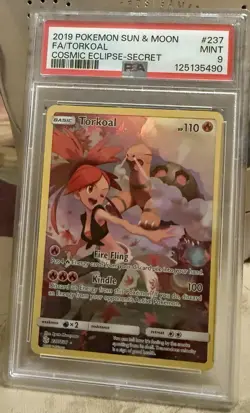 Pokemon TCG Torkoal Cosmic Eclipse Holo Card 237/236 PSA 9 Secret Rare - Image 1