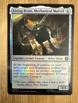 x1 Living Brain, Mechanical Marvel - Marvel's Spider-Man - NM - MTG FOIL - Image 1