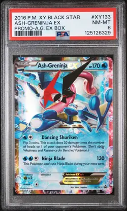 2016 POKEMON XY BLACK STAR PROMO ASH-GRENINJA EX BOX ASH-GRENINJA EX PSA 8 - Image 1