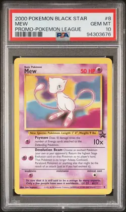 2000 POKEMON PROMO BLACK STAR POKEMON LEAGUE #8 MEW PSA 10 - Image 1