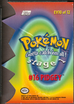 Pokemon TV Series 2 Topps - Die-Cut Embossed Chase Card #16 Pidgey EV10 - Image 2