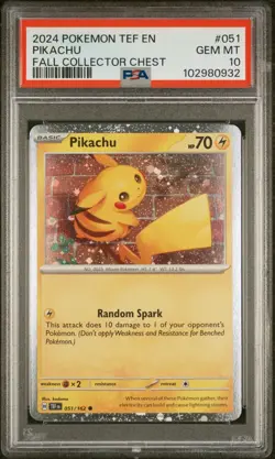 PSA 10 GEM MINT Pikachu 051/162 COSMOS HOLO Collector Chest PROMO Pokemon Card - Image 1