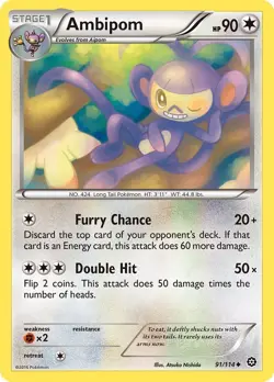 Ambipom 91/114 XY - Steam Siege LP-Lightly Played Pokemon TCG - Image 1