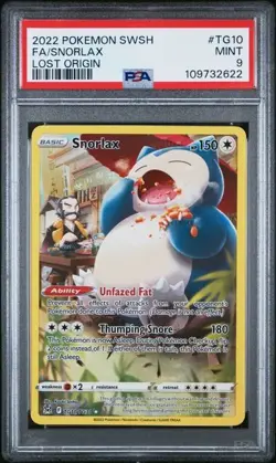 2022 POKEMON SWORD & SHIELD LOST ORIGIN #TG10 FULL ART/SNORLAX PSA 9 - Image 1