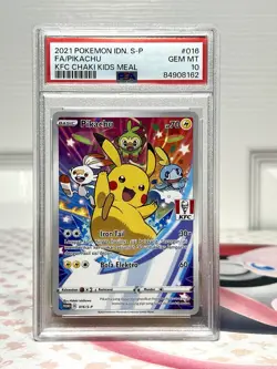 PSA 10 GEM MINT PIKACHU KFC Chaki Kids Meal 016 2021 Indonesian SM Promo POP 300 - Image 1