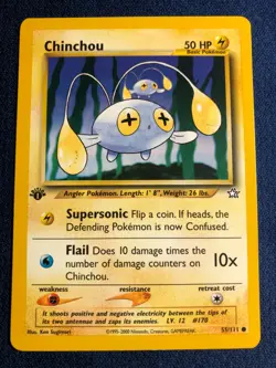 2000 POKEMON NEO GENESIS #55/111 CHINCHOU 1ST EDITION COMMON - Image 1