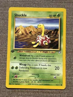 Shuckle 72/111 Pokemon TCG Neo Genesis Set Common 1st Edition Damaged HP - Image 1