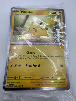 Pikachu 025/165 Pokemon TCG Holiday Calendar 2025 Holo Festive Stamp Promo Card - Image 2