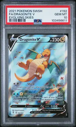 PSA 10 GEM MINT Dragonite V 192/203 Evolving Skies Alt Art Pokemon Card - Image 1