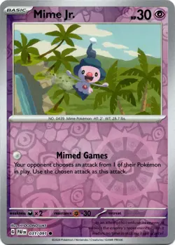 Mime Jr. - 031/091 - Reverse Holo Paldean Fates Pokemon Card - NM/M! - Image 1