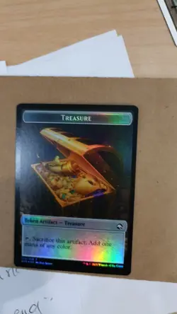 MTG Magic AFR FOIL Token FAERIE DRAGON/TREASURE - Image 2
