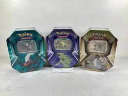 LOT OF 3 Pokemon TCG Triple Whammy Tin Set TYRANITAR SLAKING DARKRAI NEW SEALED! - Image 1