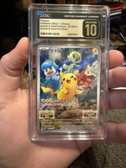 Pikachu Pre-Order Promo 001/SV-P Pokemon Chinese CGC Pristine 10 - Image 1