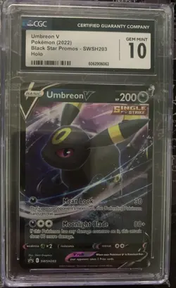 CGC 10 Pokemon TCG 2022 Sword & Shield SWSH203 Umbreon V Black Star Promo Holo - Image 2