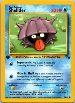 Pokemon Shellder Common Fossil 54/62 NM 1st Edition - Image 1