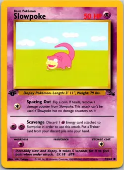 Pokemon Slowpoke Common Fossil 55/62 1st Edition NM - Image 1