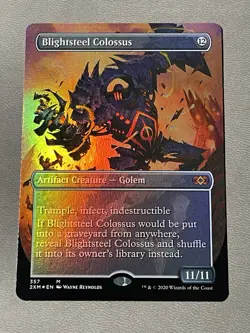 MTG English Borderless Blightsteel Colossus NM Foil Double Masters - Image 1