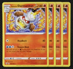 Pokemon Cards 4x Galarian Darmanitan 028/189 Playset Darkness Ablaze NM/M - Image 1
