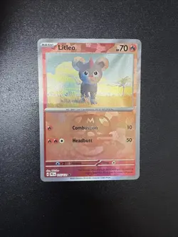 Masterball Pokemon Prismatic Evolutions Litleo 015/131 Litleo Reverse Holo NM - Image 1
