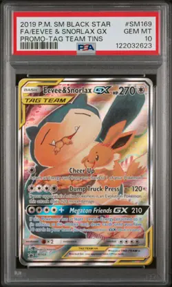 2019 POKEMON SM BLACK STAR PROMO #SM169 FULL ART/EEVEE & SNORLAX GX PSA 10 - Image 1