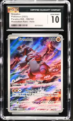 CGC 10 GEM MINT GROUDON Illustration Rare Pokemon Paradox Rift 199/182 - Image 1