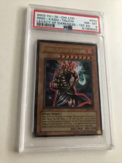Yugioh! Hino-Kagu-Tsuchi LOD-070 1st Edition Near Mint PSA 8 - Image 1