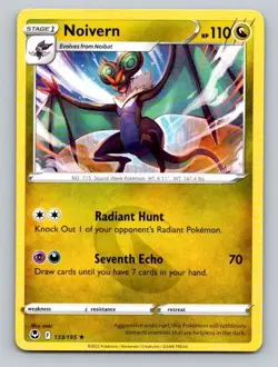 2022 Pokemon Card SWSH12: Silver Tempest Noivern 133/195 - Image 1
