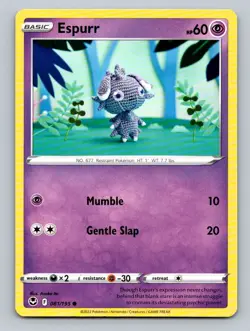 2022 Pokemon Card Silver Tempest Espurr 81/195 - Image 3