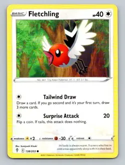 2021 Pokemon Card Evolving Skies Fletchling 138/203 - Image 1