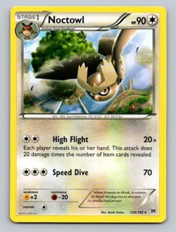 2015 Pokemon Card XY BREAKthrough Noctowl 120/162 - Image 1