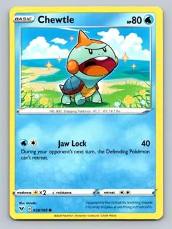 2020 Pokemon Card Vivid Voltage Chewtle 38/185 - Image 1
