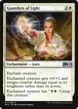 Gauntlets of Light 17 M20 MTG Uncommon 2019 Burmak White Enchantment Aura EN - Image 1