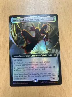 NM Extended Art Foil Iron Spider, Stark Upgrade, MTG, Marvel's Spider-Man - Image 1