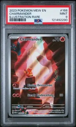 2023 POKEMON MEW EN-151 ILLUSTRATION RARE #168 CHARMANDER PSA 9 - Image 1