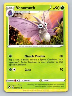 2022 Pokemon Card Silver Tempest Venomoth 2/195 - Image 1