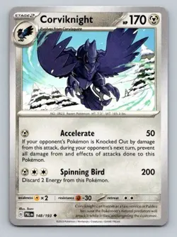 2023 Pokemon Card Paldea Evolved Corviknight 148/193 - Image 1