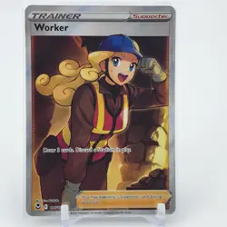 Worker 195/195 Silver Tempest Trainer Full Art Ultra Rare Pokemon TCG Card Waifu - Image 1