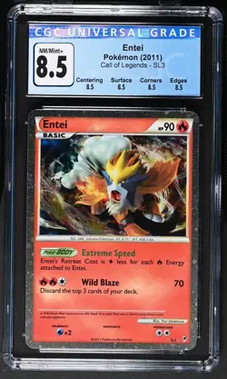 Pokemon Card Holo Shiny Entei SL3 CGC 8.5 NM-Mint+ Call of Legends - Image 3