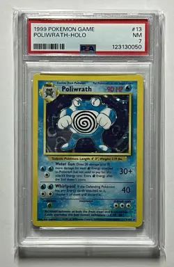 Poliwrath 13/102 •PSA 7 NM• Holo Rare Base Set Unlimited 1996 WOtC Pokemon Card - Image 1